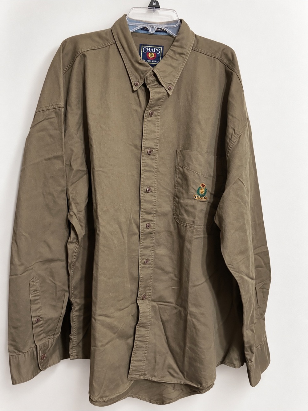 Vintage 90s Ralph Lauren x Chaps Crest Shirt XL Olive